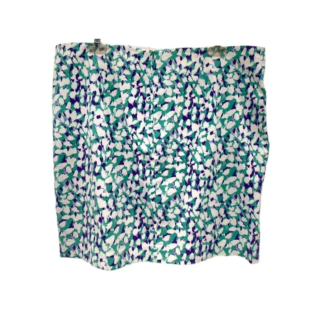 Ann Taylor Skirt Womens 14‎ Purple White Teal Short Casual Madison Zip Closure